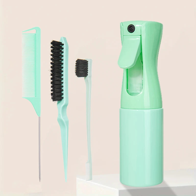 4-Piece Hair Styling Comb Set - Includes Rat Tail Edge Brush & Smooth Black Brush Barber Styling Tools for All Hair Types