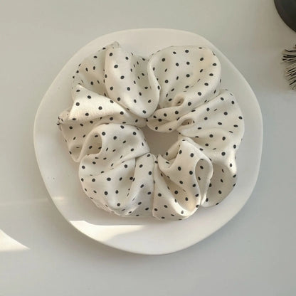 2Pcs Elegant Hair Scrunchies Women Minimalist Simulation Silk Hair Ties Wave Point Elastic Hair Loop Ponytail Hair Accessories