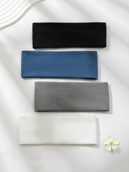4Pcs Simple Fashion Women Solid Color Elastic HairBands Cute Wash Face Make-up Hair Band Vintage Sports Running Yoga Headbands