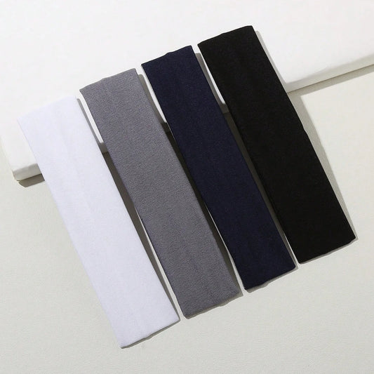 4PCS Set of Minimalist Preppy Headbands, Casual Hair Bands, Headscarf-Style Headbands & Sweat-Absorbent Bands, Solid-Color Casua