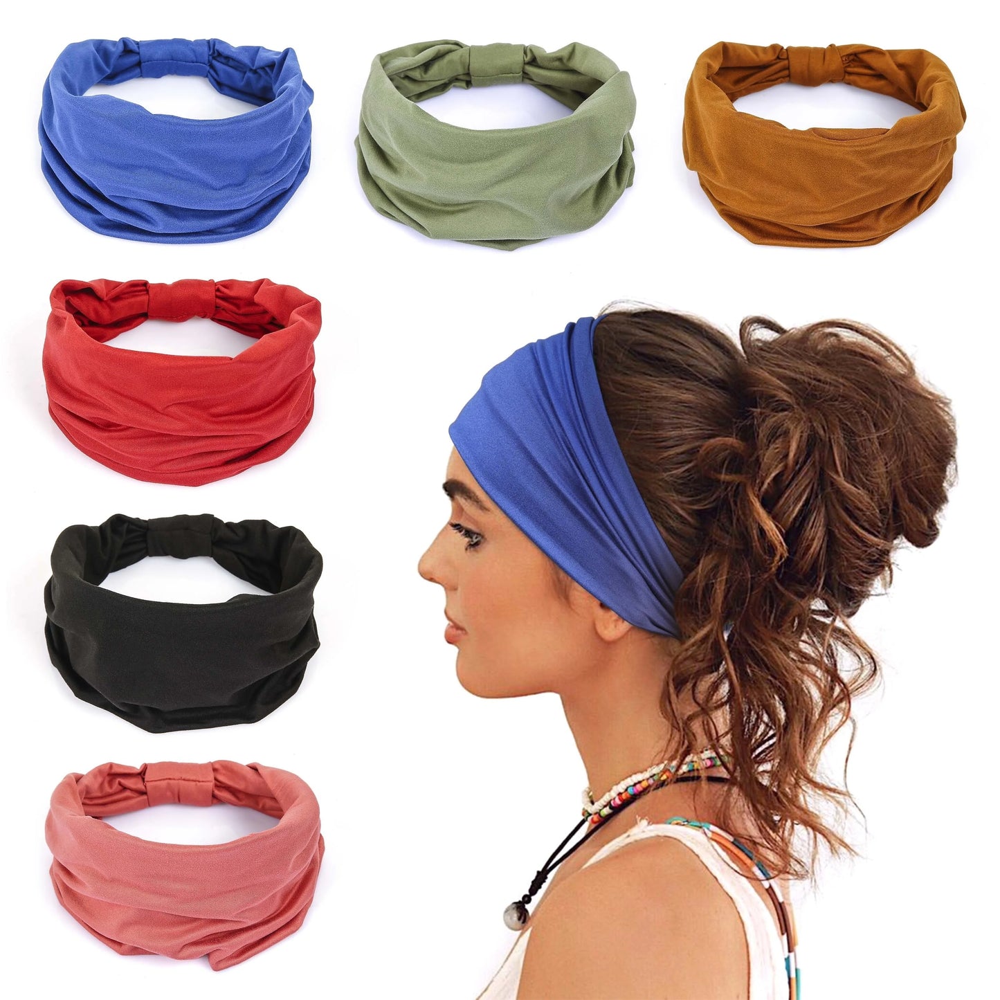 Wide Headbands For Women Non Slip Soft Elastic Hair Bands Yoga Running Sports Workout Gym Head Wraps Turbans Bandana