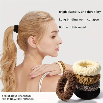HairTies,High Elasticity Durable Hair Scrunchies - Seamless, Thick Knit Ponytail Holders in Assorted Colors
