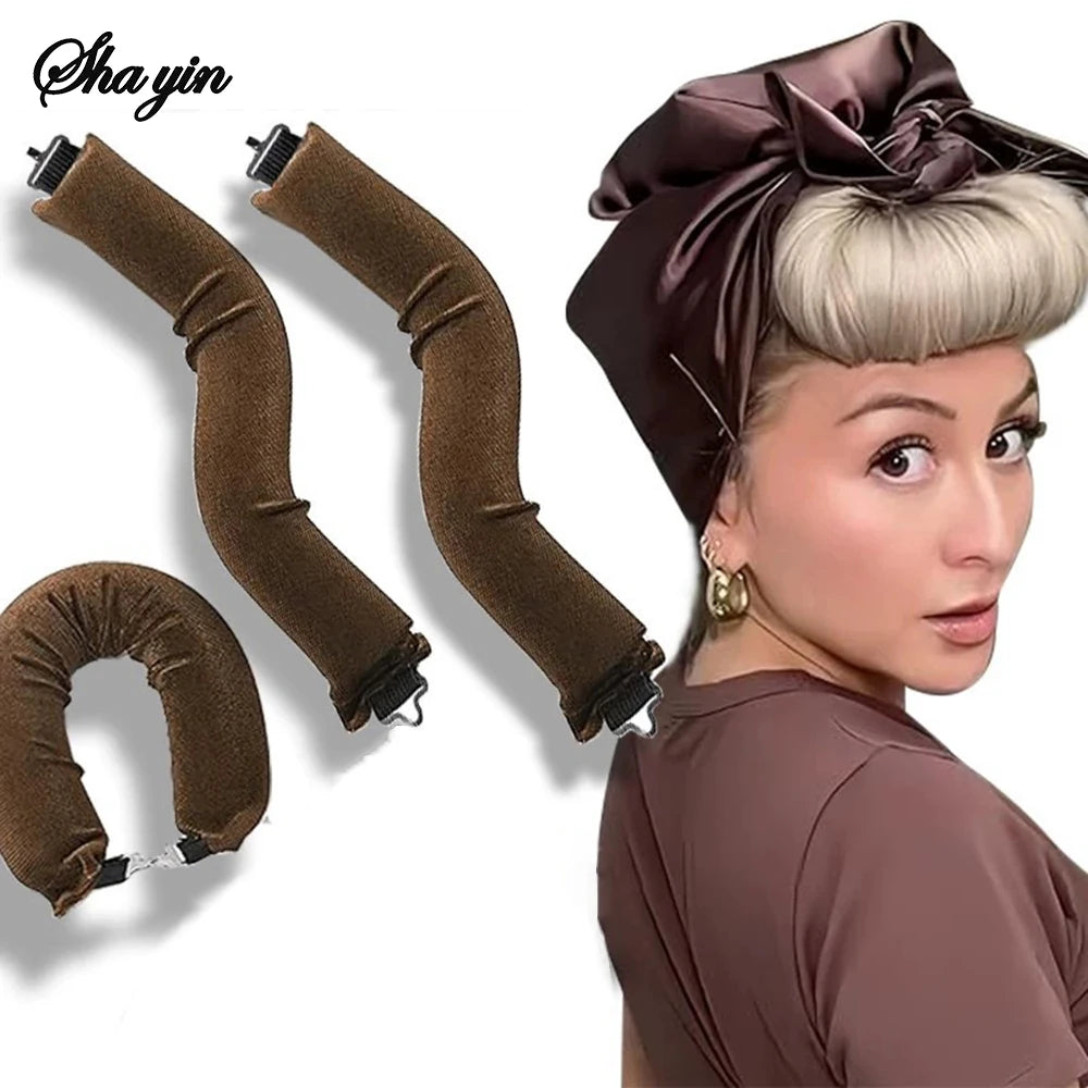 Heatless Hair Curlers Curling Rod Headband No Heat Hair Rollers Lazy Curls with Hook Sleeping Soft Flexi Rod Hair Styling Tools
