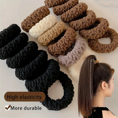 HairTies,High Elasticity Durable Hair Scrunchies - Seamless, Thick Knit Ponytail Holders in Assorted Colors