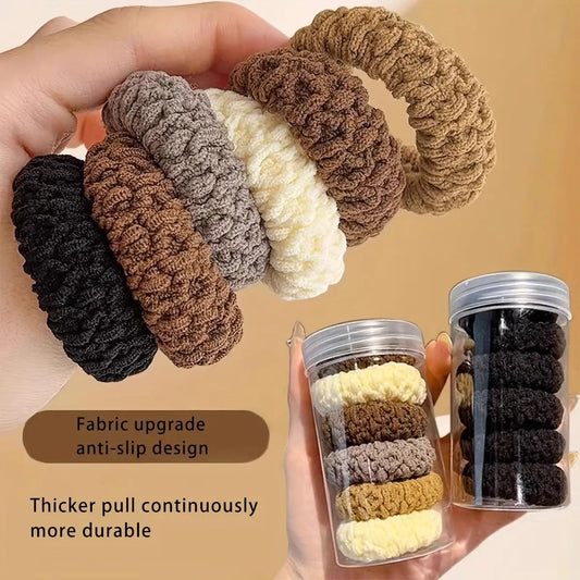 HairTies,High Elasticity Durable Hair Scrunchies - Seamless, Thick Knit Ponytail Holders in Assorted Colors