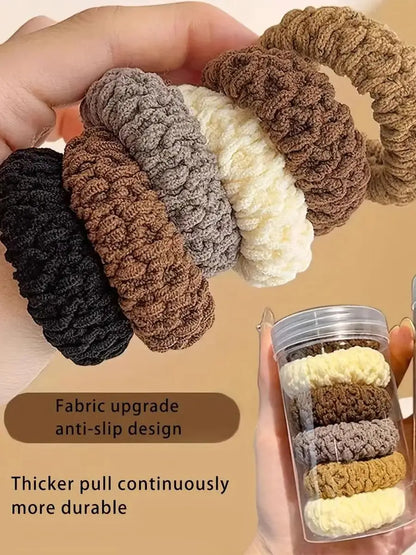 HairTies,High Elasticity Durable Hair Scrunchies - Seamless, Thick Knit Ponytail Holders in Assorted Colors
