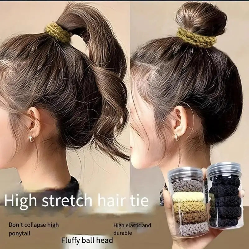 HairTies,High Elasticity Durable Hair Scrunchies - Seamless, Thick Knit Ponytail Holders in Assorted Colors