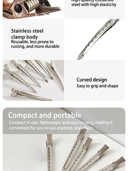 Hair Salon Hair Clips Metal Duckbill Crocodile Curling Hair Styling Clips Barber Shop Hair Positioning Clips Women Hair Clips