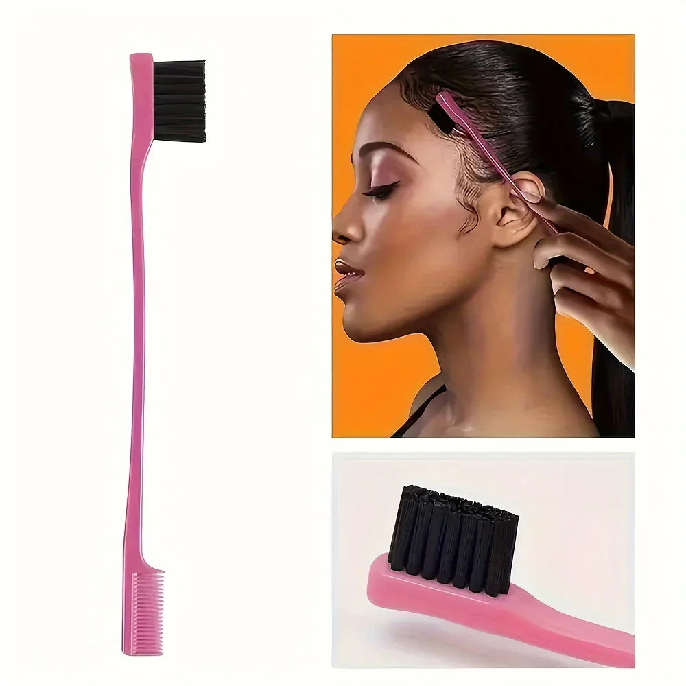 4-Piece Hair Styling Comb Set - Includes Rat Tail  Edge Brush & Smooth Black Brush Barber Styling Tools for All Hair Types